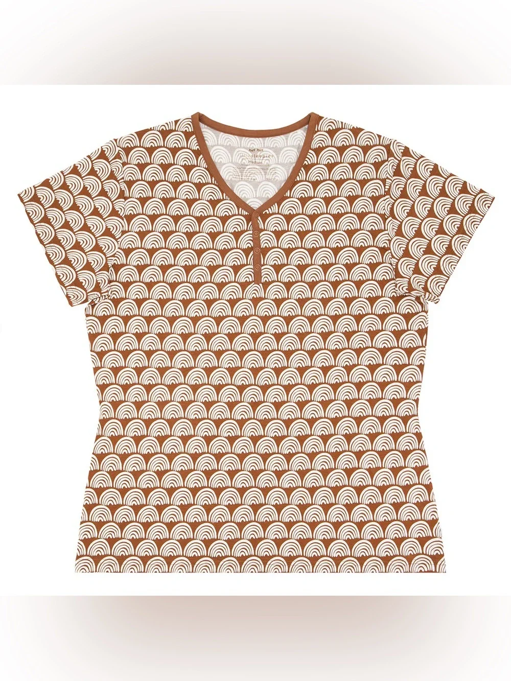 Little Sleepies Rust Rainbows Women's Short Sleeve Pajama Top Brown
